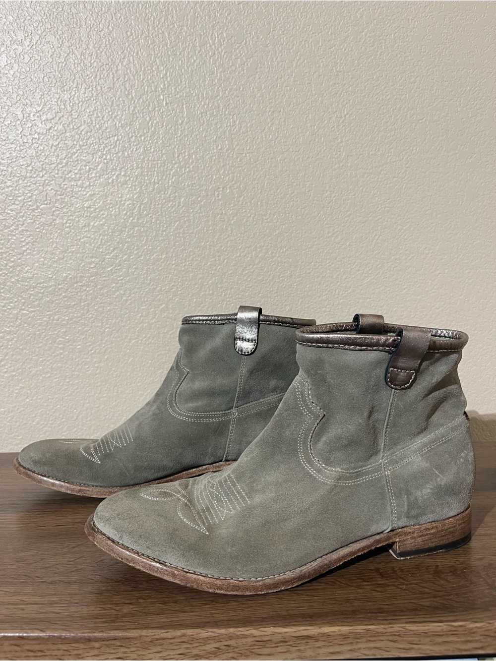 S.U.S Women's Suede Ankle Booties in Olive Green